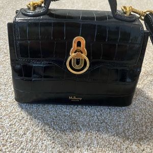 Mulberry Micro Seaton Crossbody Bag Croc Black